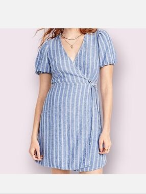 old navy chambray stripe wrap dress